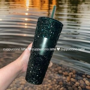 💚NWT🖤Starbucks 2026 Spring Dark Green Diamond Gem Jeweled Cold Cup Tumbler